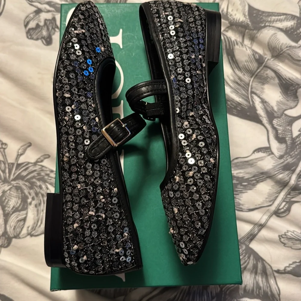 J.Crew Mesh Mary Jane ballet flats with sequins CH323
